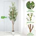 7FT Artificial Olive Tree - Indoor Tall Faux Olive Trees with Planter, Large Fake Olive Silk Tree Realistic Olive Plants with Branches and Fruits for Home Decor Office Living Room