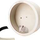 6inch Wall-Mount Silent Hamster Wheel, Wooden Small Animal Exercise Wheel with Removable & Washable Track for Gerbil, Mouse, Syrian Hamster6in