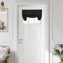 Vatge Small Door Window Curtains Privacy Thermal Insulated Blackout Window Coverings for Front Glass Door Tie Up Shade for Home Office, 1 Panel, W26 x L20, Black