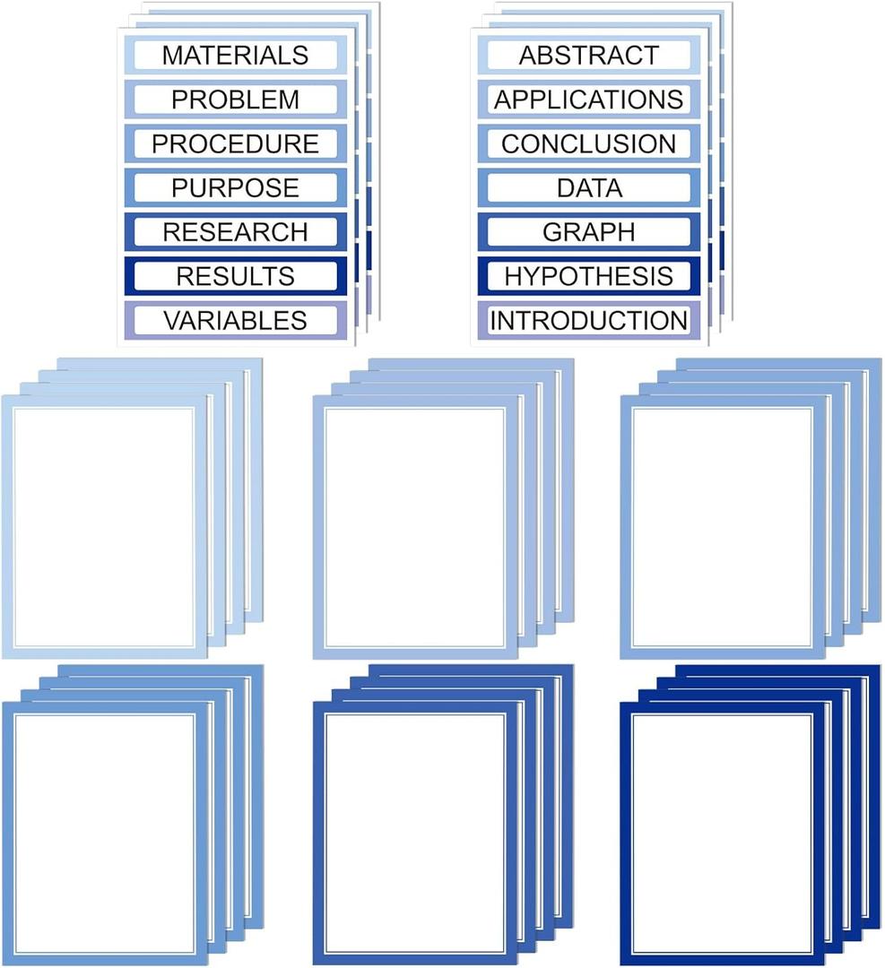 24 Sheets Science Board Supplies 18 Self Adhesive Presentation Science Subtitles & 6 Project Titles Board Sticker for School Office Supplies(Gradient Blue)