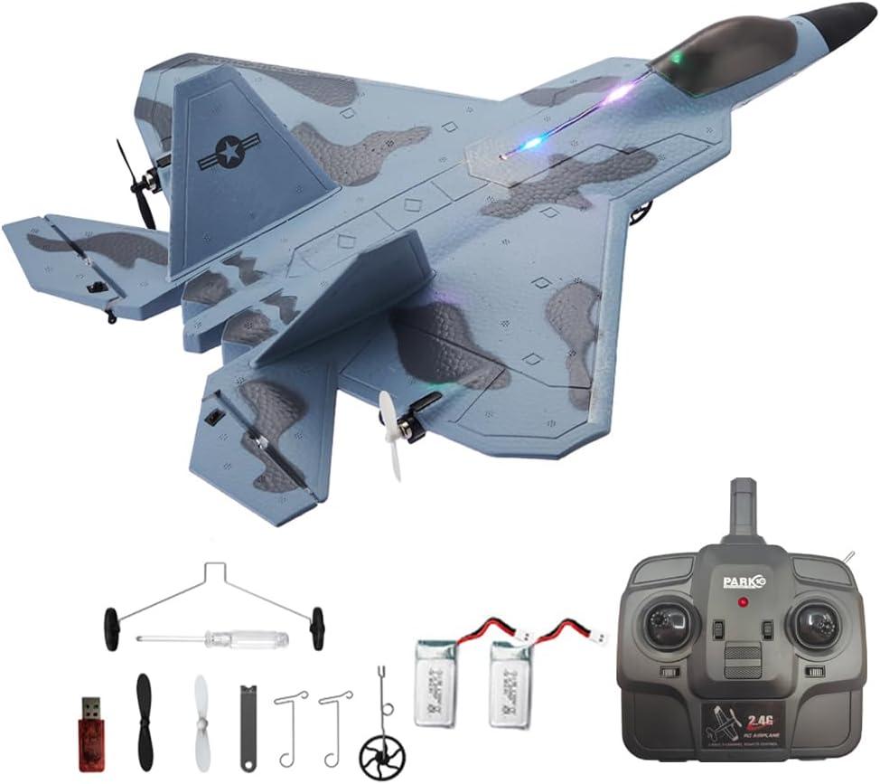 RC Plane F22 Raptor Model 4CH 3D6G RC Airplane for Adults Kids 2.4Ghz RC Jet with LED Light WLtoys A180 Upgrade Version with Gyroscope Outdoor Toys
