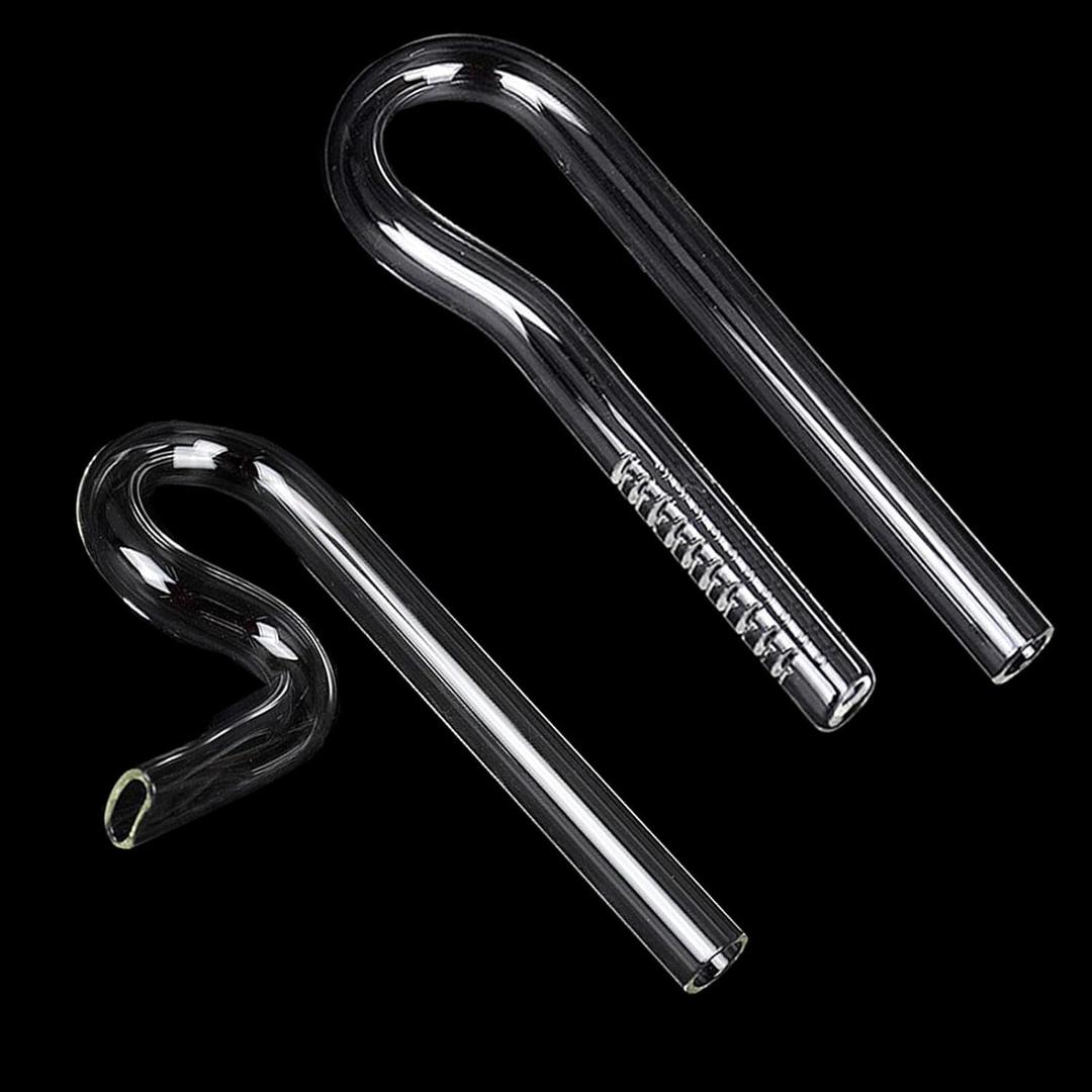 Ailindany Glass R Lily Pipe Inflow Outflow Set Aquatic R Shape Outflow Pipe Set for Aquarium Planted Tank Filter 13mm for 12/16mm(1/2" ID) Tubing