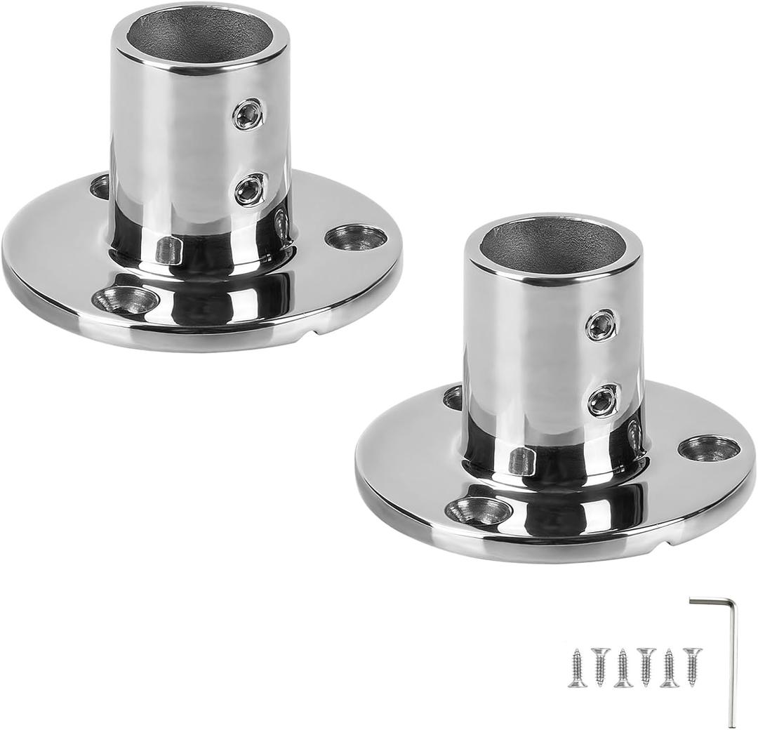 Durable Marine Grade Boat Hand Rail Base, 316 Stainless Steel Round 90 Degree Base Rail Fitting for 7/8 inch or 1 inch Tube (2-Pack)