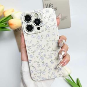 DYFYFKDI Floral Case for iPhone 14 Pro Max Cute Flower Rose Pattern Aesthetic Vintage Girls Women,Oil Flowers Girly Trendy Slim Fit TPU Shockproof Protective Cover, Beige