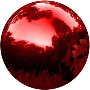 10 in Gazing Ball, Red Stainless Steel Mirror Globe, Polished Reflective Smooth Garden Sphere, for Garden Home Decoration with Colorful Shiny Addition