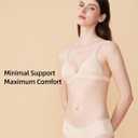 Organic Cotton Bra for Small Breasted Women, Wireless T-Shirt Bra, Seamless Padded Bra for Women (Beige, L)