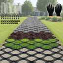 Gravel Grid 33 x 4 FT, Gravel Stabilizer Grid for Permeable Pavers Base, Geogrid 1900 Lbs/Sq Ft Load for DIY Driveway Parking Walkway Pathway Dirt Locker Slope - 2" Thick & Gloves & Landscape Staples