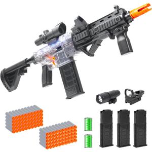 Realistic Toy Gun for Nerf Guns Darts, Foam Blaster - with Scope 100 Soft Bullets 3 Magazines, Semi-Auto Sniper Rifle Electric M416 Machine Guns for Boys 6-12 Age Kids and Adults