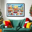 Winter Holiday Scene Jigsaw Puzzle 1000 Pieces for Adults, Colorful Christmas Village Snow Landscape, Family Entertainment