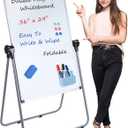 Stand White Board, Double Sided Magnetic Dry Erase Board Height Adjustable Whiteboard with Sturdy Aluminum Frame for Home Office Classroom, 36 x 24 Inch