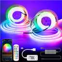 24V COB Led Strip Light 10mm Width/5760 LEDs, RGB COB Led Strip 32.FT/10M(2 rolls of 16.4FT/5M), Smart Led Strip Lights with Remote, Color Changing Dimmable, Flexible Tape Light for TV Led Backlights