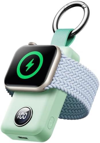 JOYROOM Portable Charger for Apple Watch,2000mAh Fast Charger for iWatch Series 10/9/8/7/6/5/4/3/2/SE/UItra2/Ultra, Power Bank Keychain Style with Compact Magnetic Design Travel Essential(Mint)