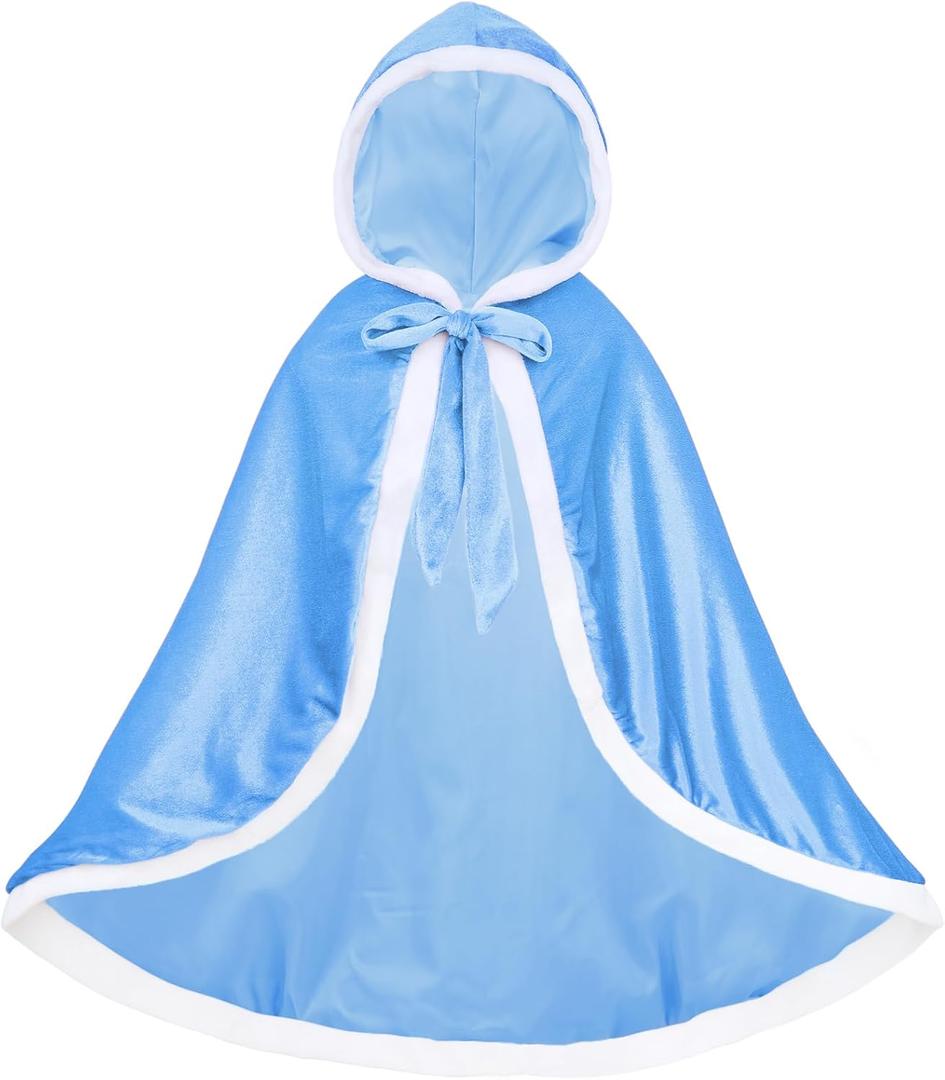 Century Star Girls Fur Princess Cape with Hooded Cloak for Little Girls Christmas (4-5T, Blue)