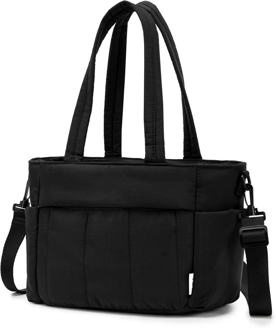 NOL Natural Organic Lifestyle Lunch Bag for Women  Lightweight Puffy Leakproof Cooler Tote with Adjustable Strap, Freezable & Insulated for Work/Outdoor (Black)