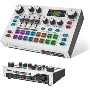 MT-VIKI Gaming Audio Mixer w/2.25 LCD Screen, Live Sound Card for PC/Phone Live Streaming Recording Podcast/Youtube/Gaming