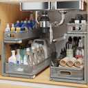 2 Pack 21.3IN-Depth Under Sink Organizer with Smooth Cylindrical Rail,2-Tier Pull Out Multi-Purpose Cabinet Storage for Bathroom&Kitchen,Height Adjustable,Rust-Resistant Coating-Gun Gray