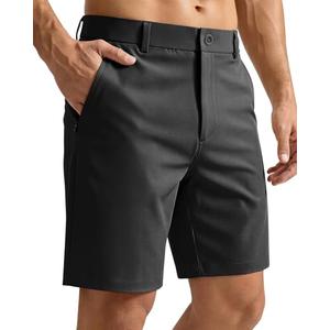 CANGHPGIN Mens Stretch Golf Shorts 7" Flat Front Quick Dry Chino Dress Shorts for Men Casual Work Shorts with Pockets, Black XL (36)