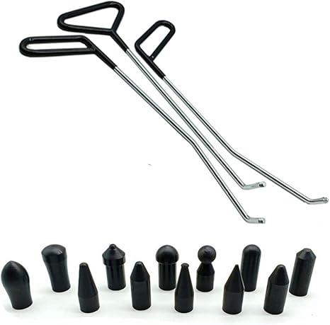 Paintless Dent Repair Tools 6 Pieces of Dent Removal Rods with Awl Head Paintless Dent Removal Kit Car Auto Body Dent Removal of Hail Dents and Door Ding (3pcs Rod 12 pcs Pen)