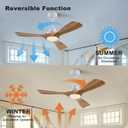 QUTWOB 42" Wood Ceiling Fan with Lights Remote Control,Quiet DC Motor 3 Blade Ceiling Fans for Patio Living Room, Bedroom, Office,Indoor Outdoor(Raw wood+White)