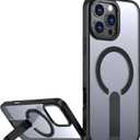 Magnetic for iPhone 16 Pro Max Case with Stand (Compatible with MagSafe)(Military Grade Drop Protection) Slim Translucent Matte Shockproof with Invisible Kickstand Phone Case, Black