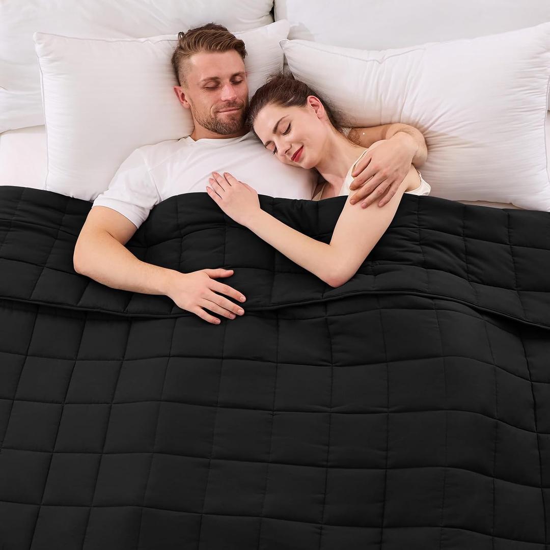 yescool Weighted Blanket for Adults (20 lbs, 88 x 104, Black) Cooling Heavy Blanket for Sleeping Perfect for 190-210 lbs, Queen Size Breathable Blanket with Premium Glass Bead, Machine Washable