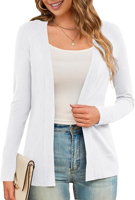 LIENRIDY Women's Cardigans Lightweight Long Sleeve Open Front Sweater Cardigan, S