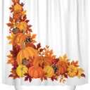Emvency Fabric Shower Curtain Curtain with Hooks Brown Thanksgiving Corner with Pumpkins and Autumn Leaves Colorful Border Fall Leaf Gourd November Season 60"X72" Waterproof Decorative Bathroom