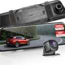Pyle Dual Dash Cam Rearview Mirror, 1080p Full HD Front and Rear Car Camera with Night Vision, G-Sensor, Loop Recording, 9.66 Touchscreen, Backup Cam, Motion Detection, Wide-Angle Lens, 12" x 2" x 3"