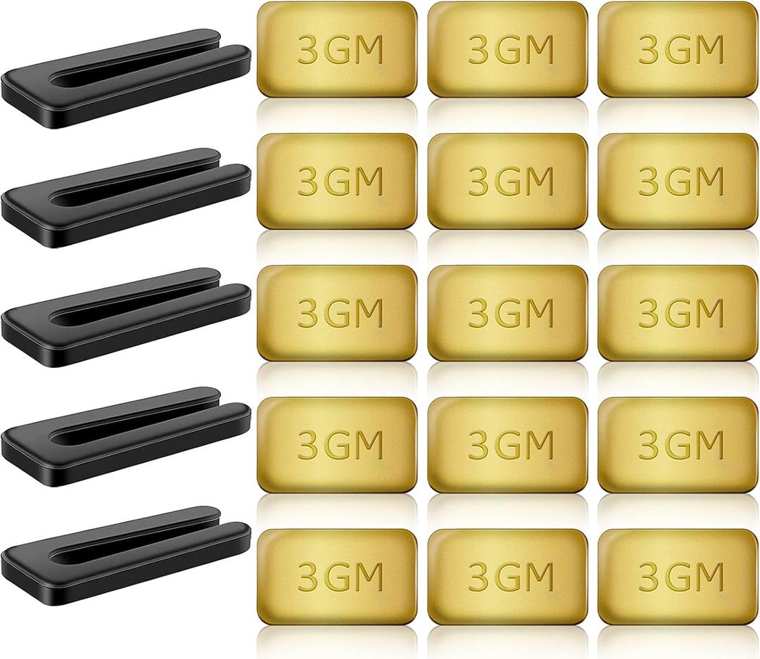 20PCS Ceiling Fan Balancing Kit, 5 Sets High Calibration Blade Balance Tool Including 5 Pcs Resilient Clips and 15 Pcs Metal Self-Adhesive 3G Weight (Gold)