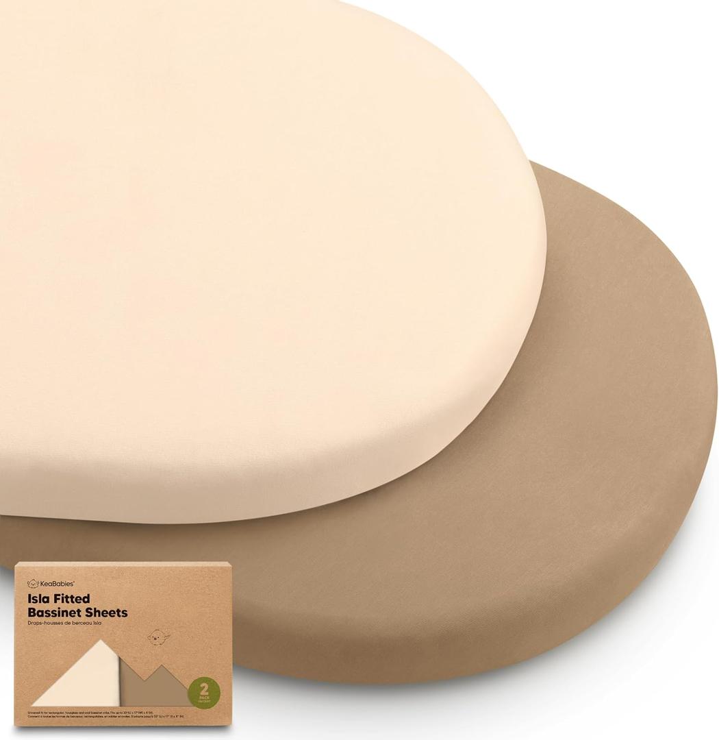2-Pack Baby Bassinet Sheets Girl, Boy - Viscose Derived from Bamboo Fitted Bassinet Sheets Compatible with Halo Bassinest Swivel Sleeper, Baby Delight, Graco Bedside Bassinet Mattress Sheet (Pecan)
