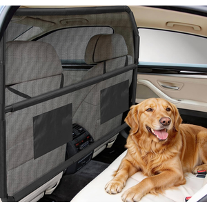 Dog Car Barrier for SUVs,Trunks and Cargo Area, UniversalFit Pet Divider Gate, 50Inch Wide Pet Barrier with See Through Net Mesh for Small Trucks and SUV & MidSized Vehicle