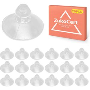 ZukoCert 20 PCS Small Suction Cups for Glass Table Tops - 18mm/0.7" Clear Anti Slip Pads for Furniture - Mini Transparent Rubber Bumpers - Tiny Glass Top Grippers Without Hooks