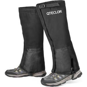 Leg Gaiters Waterproof Snow Boot Gaiters for Snowshoeing, Hiking, Hunting, Running, Motorcycle Anti-Tear Oxford Fabric, TPU Instep Belt Metal Shoelace Hook Adjustable top Buckle Strap for (Black, XL)
