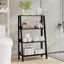 VPSMAT 3 Tier Bathroom Ladder Shelf, Freestanding Open Shelving Unit, Toilet Ladder Shelf for Storage, Small Bookshelf for Living Room Kitchen Bedroom Balcony, Black