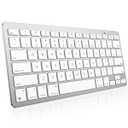 OMOTON Wireless Keyboard for Mac, Bluetooth Keyboard for Mac - No Number Pad, Compact Travel Design for Coffee Shop, Home Office, macOS Function Keys, Compatible with MacBook Pro/Air/iMac, Silverwhite