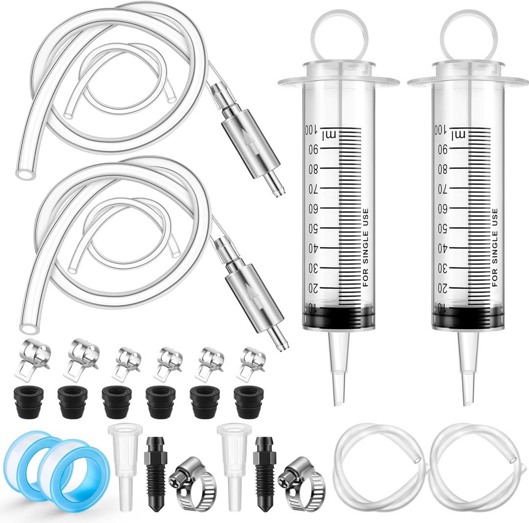 Meonum 2 Pack Brake Bleeder Kit, Hydraulic Disc Clutch Bleeding Kit 100ML 50cm Hose Oil Fluid&Brake Bleeder Hose with One Way Check Valve for Hydraulic System Bleeding, Quads System Repair Maintenance