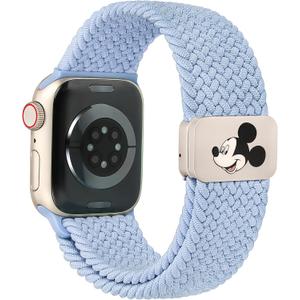 Braided Cartoon Magnetic Clasp Band Compatible with Apple Watch Bands 40/38/41/42/44/45/46/49mm Women Men, Stretchy Elastic Nylon Woven Strap for iWatch Series 11 10 9 8 7 6 5 4 SE/Ultra 3 2 1 (Slate Blue)