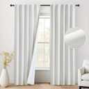 Beauoop Blackout Curtains 96 Inches Long 2 Panels for Bedroom Living Room Cream with White Back Farmhouse Room Darkening Thermal Insulated Back Tab Rod Pocket Window Treatment Drapes, 52X96