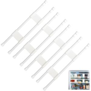 RVGUARD Double RV Refrigerator Bar Adjustable Fridge Tension Rod Holds Food and Drinks in Place Extends Between 16" and 28" for Camper Refrigerator, Kitchen, Cupboard, Bookshelf4Sets