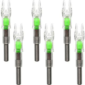 Bgary Lighted Nocks .204'' .244'' ID Led Archery Arrows Nocks 6Pcs for Hunting Shooting Practice (.204''/5.3mm Green)