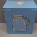 Baffect Water Pitcher, High Borosilicate Glass Jug with Stainless Steel Lid, Leakproof Fridge Door Carafe for Hot or Cold Beverage (1.8 L/63 oz.)