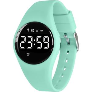 Kids Watches for Girls Boys Digital Sport Watch with Step Counter Pedometer Vibration Alarm Clock, No App Waterproof Fitness Tracker Kids Watch Boys Girls Teens Students Ages 5-16 (107-F-lightgreen)