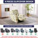 Iauddy Recliner Slipcover-Stretch Soft Slip Reclining Chair Slipcovers 4-Pieces Furniture Protector for Recliner with Pocket Fitted Sofa Couch Cover Lazy Boy Chair Cover(Beige/Olive Green)