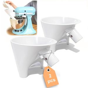 2PCS Flour Funnel for Kitchen Aid Mixer, 2026 New Plastic Funnel with Easy-Pour Attachment Fits Tilt-Head 4.55 Qt (KSM150), No Mess Baking Tool for Flour, Sugar, and Egg Liquid
