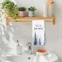 Winter Blue Forest Christmas Tree Kitchen Towels, Snow Pine Tree Xmas Holiday Seasonal Farmhouse Decorative Hand Tea Dish Towel for Bathroom Kitchen Decor, 16x24 Inch