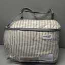 Comforter King Set Beige Striped Soft Luxury Washed Microfiber Jacquard 3 Pieces Bedding, White Beige Vertical Ticking Stripes Pattern Comforter with 2 Pillowcases Breathable Durable Comfy