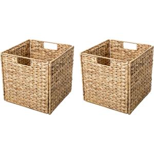 Foldable Hyacinth Storage Basket with Iron Wire Frame By Trademark Innovations (Set of 2)
