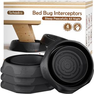 Bed Bug Interceptors, 4 Pack Bed Bug Traps, Insect Detector for Bed, Sofa & All Furniture. 24/7 Monitor, 360 Protection for Your Family's Peaceful Sleep, Black
