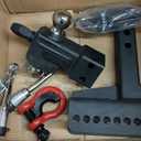 AC-DK Adjustable Heavy-Duty Trailer Hitch Tri-Ball Mount with Tow Hook & Swivel Shackle, Fits 2" Receiver, 4-1/2" Rise/Drop, Includes 1-7/8", 2", & 2-5/16" Balls, Secure Hitch with Locks & Pin