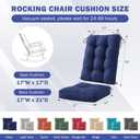 IPYNBAP Rocking Chair Cushion, Waterproof and Fade-Resistant Patio Chair Cushions, Tufted Chair Pads for Rocker Furniture, 17x17 Inch, Indoor/Outdoor Seat Cushions with Ties, Navy Blue